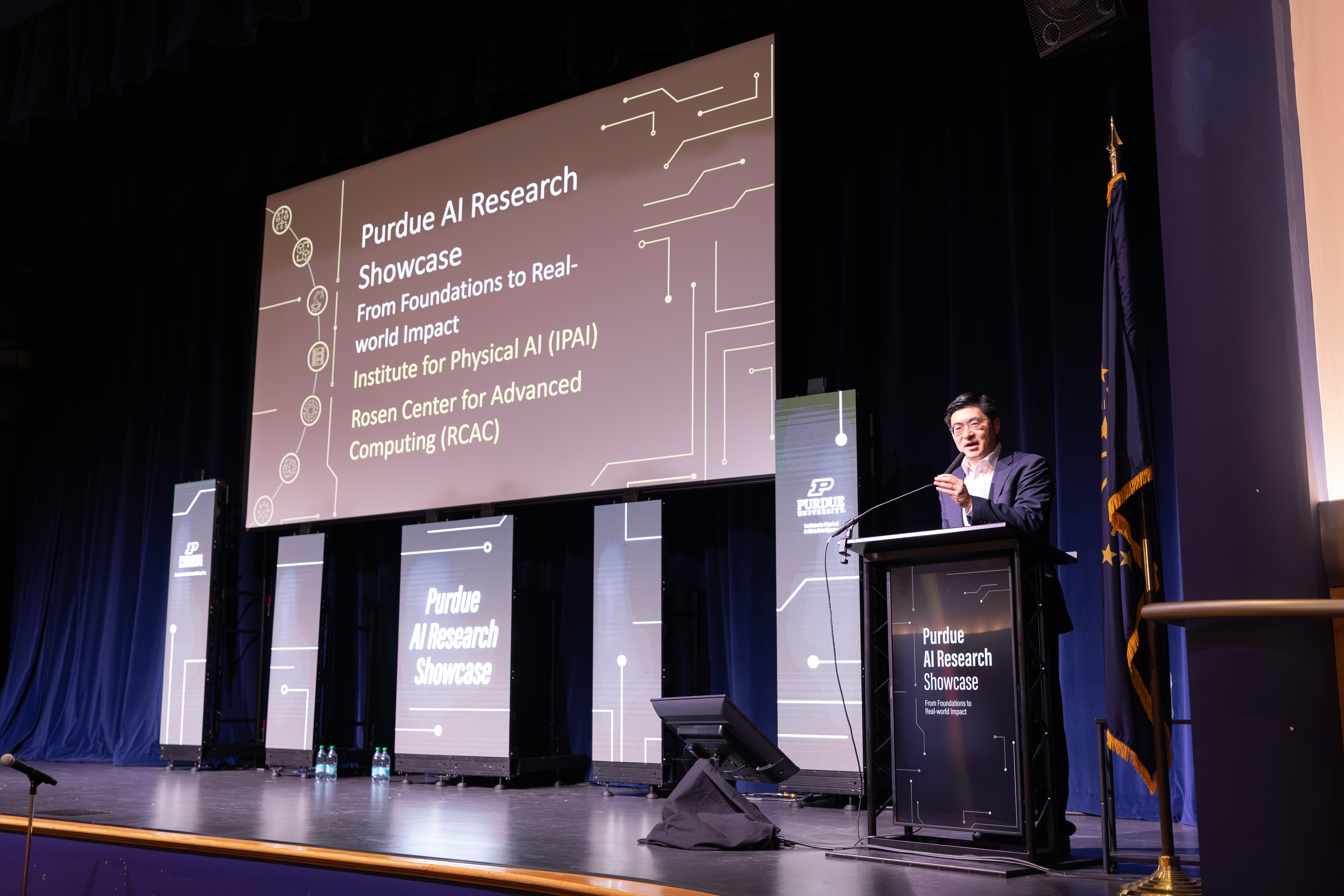 Purdue President Mung Chiang giving opening remarks