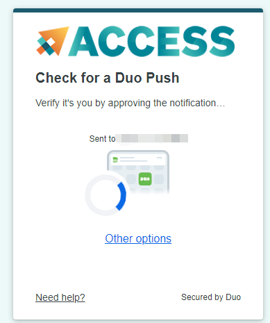 ACCESS notification to check for a Duo push