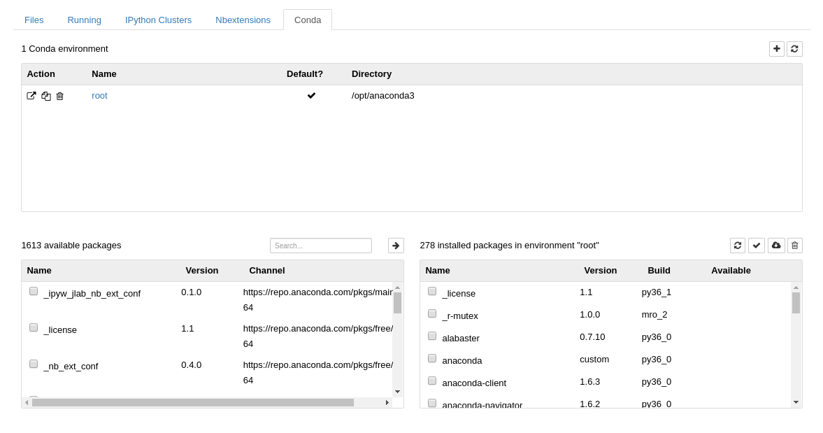 Conda tab on Jupyter GUI