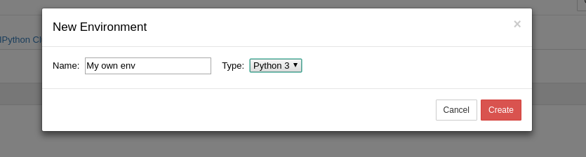 Create new environment from Jupyter GUI