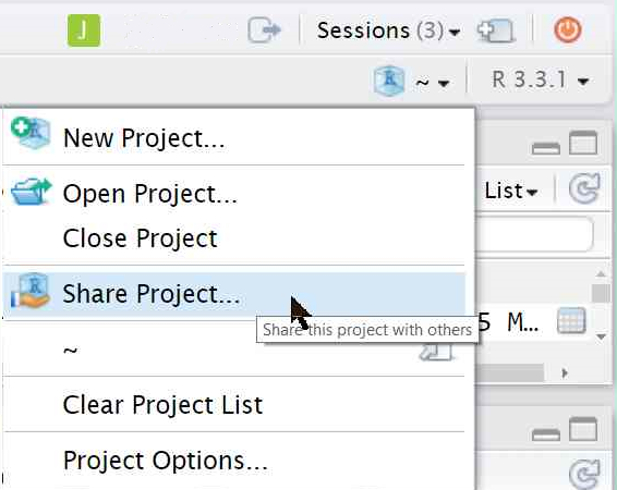 Project drop down menu